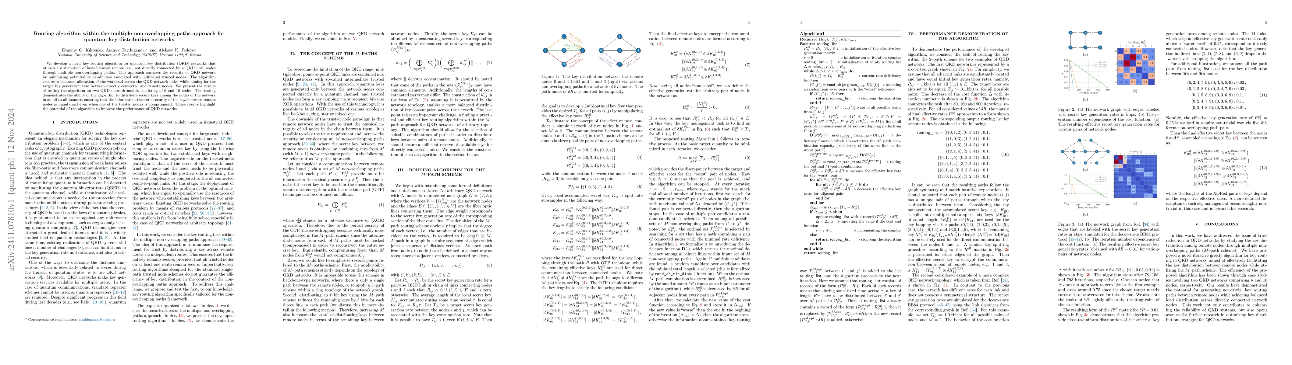 Thumbnail for Routing algorithm within the multiple non-overlapping paths approach for
  quantum key distribution networks