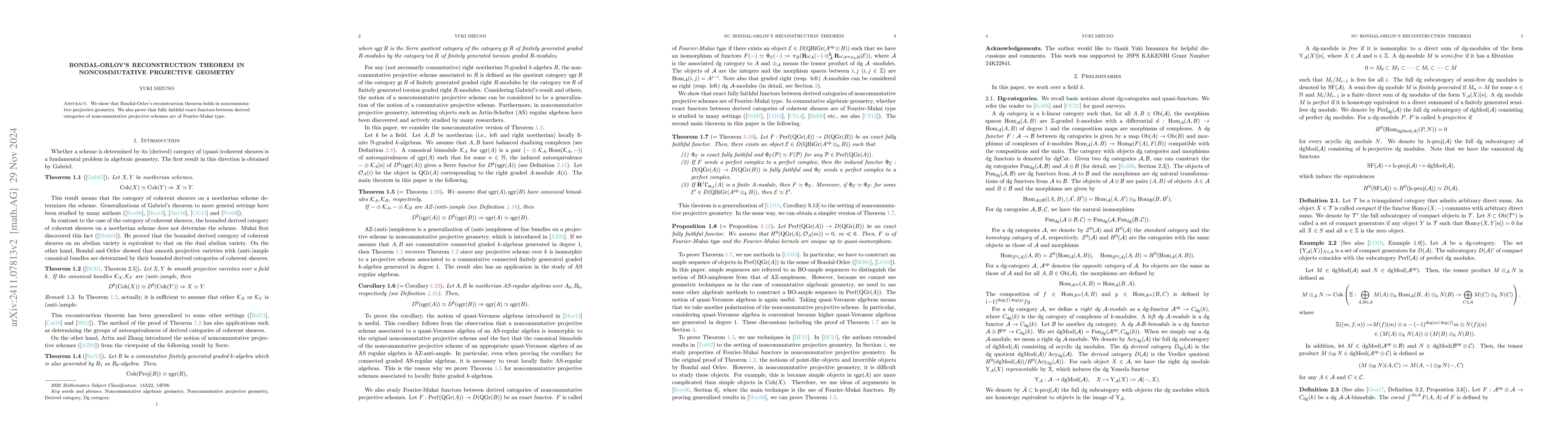 Thumbnail for Bondal-Orlov's reconstruction theorem in noncommutative projective
  geometry