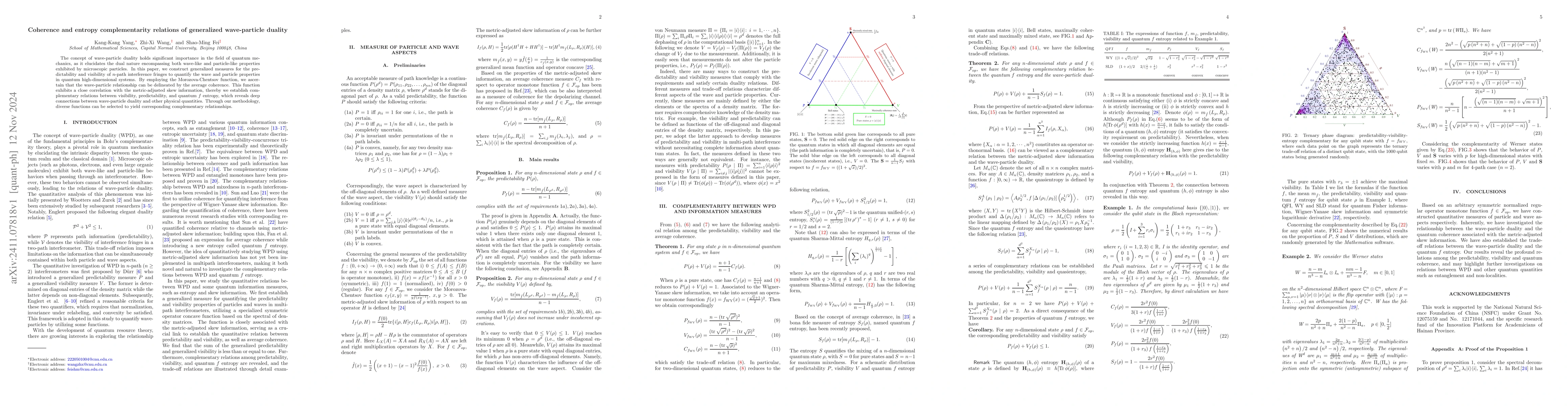 Thumbnail for Coherence and entropy complementarity relations of generalized
  wave-particle duality