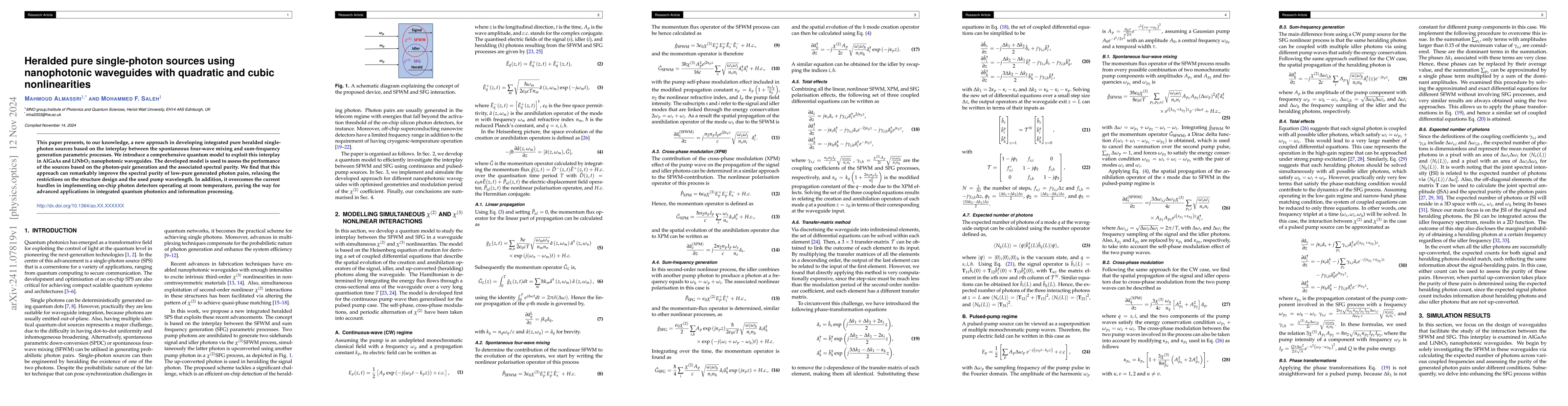 Thumbnail for Heralded pure single-photon sources using nanophotonic waveguides with
  quadratic and cubic nonlinearities