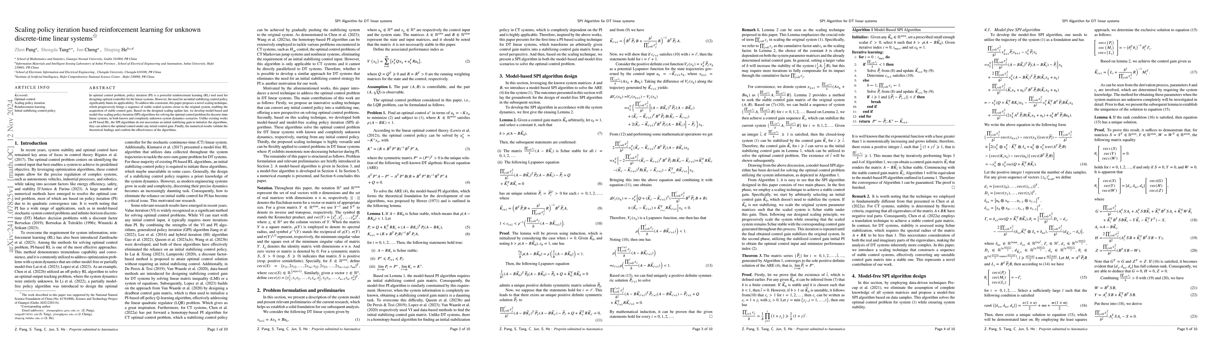 Thumbnail for Scaling policy iteration based reinforcement learning for unknown
  discrete-time linear systems