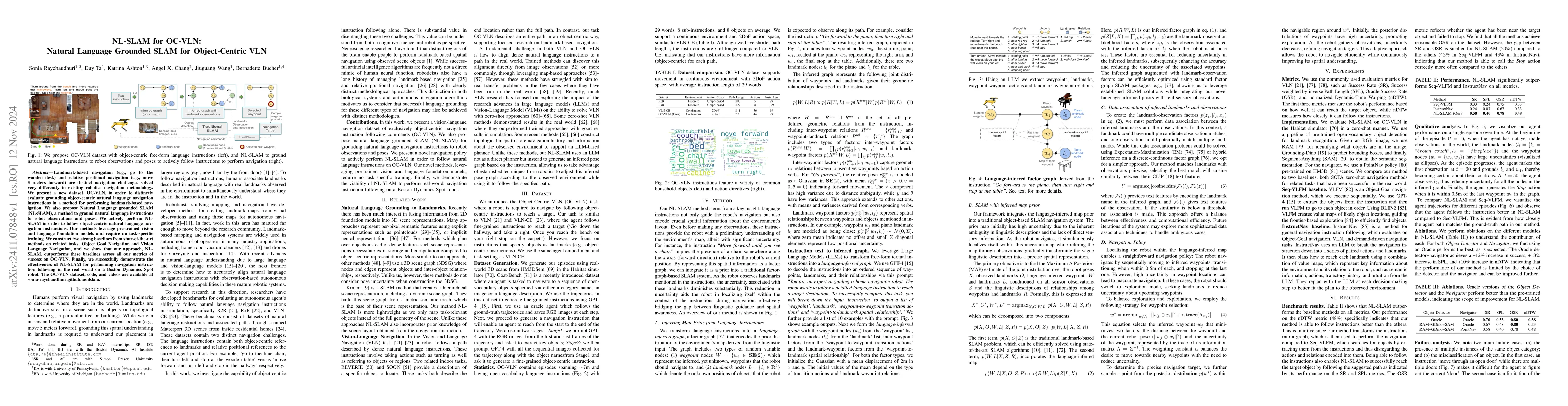 Thumbnail for NL-SLAM for OC-VLN: Natural Language Grounded SLAM for Object-Centric
  VLN