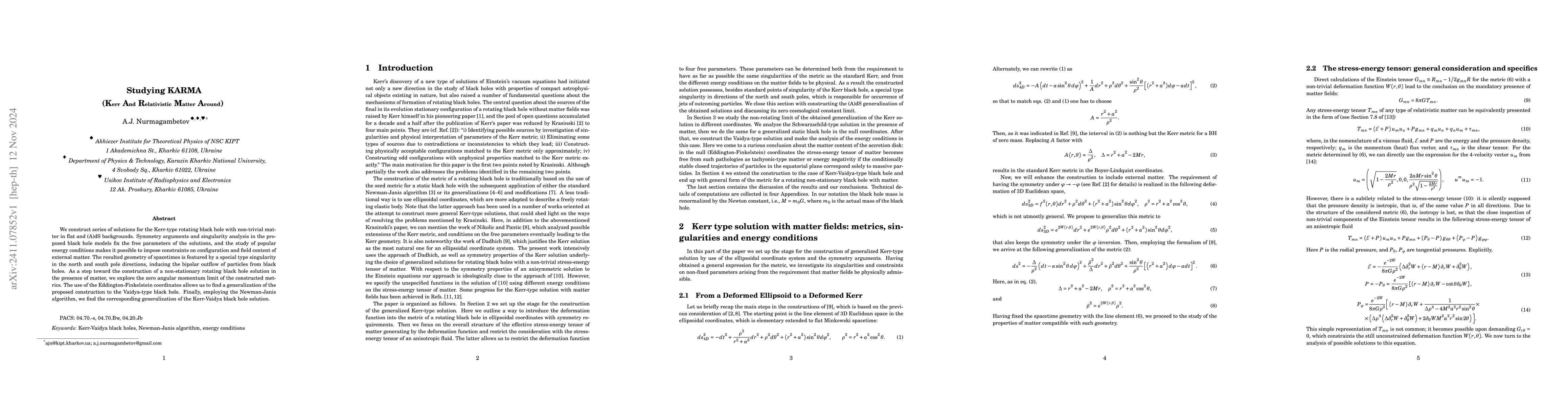 Thumbnail for Studying KARMA (Kerr And Relativistic Matter Around)