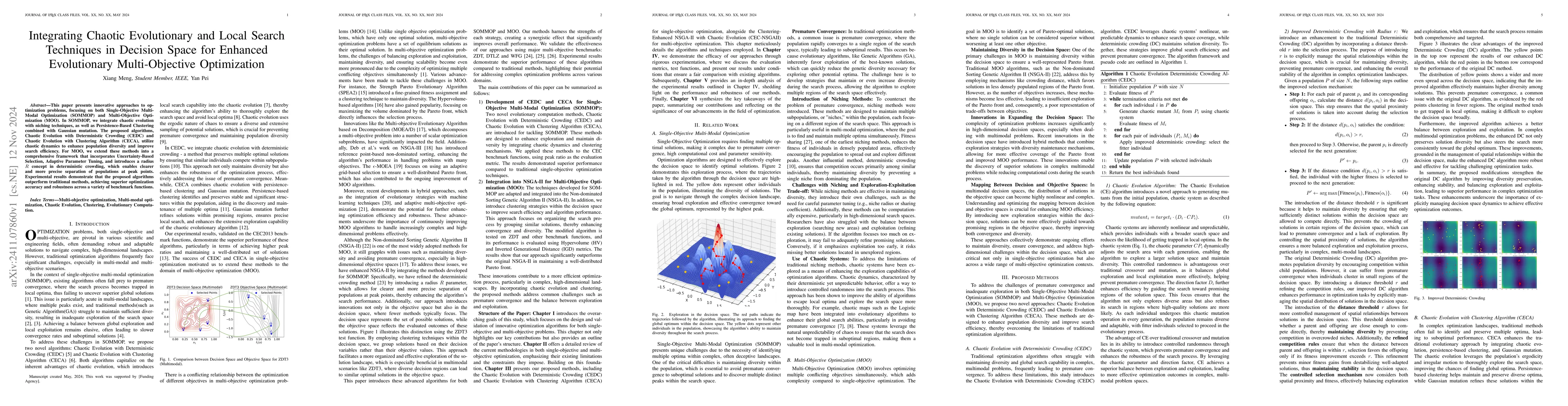 Thumbnail for Integrating Chaotic Evolutionary and Local Search Techniques in Decision
  Space for Enhanced Evolutionary Multi-Objective Optimization