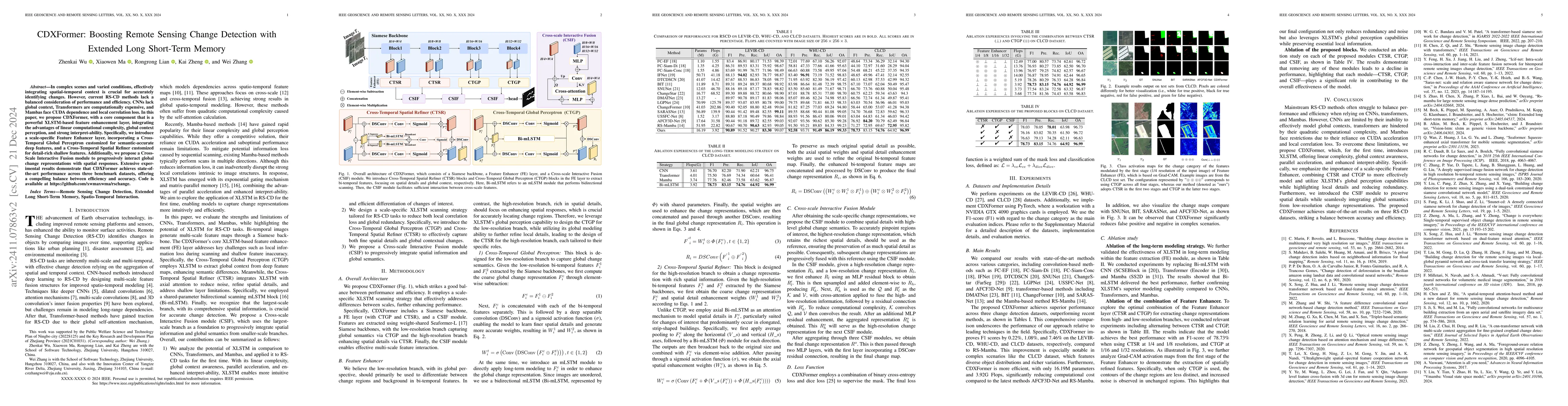 Thumbnail for CDXFormer: Boosting Remote Sensing Change Detection with Extended Long
  Short-Term Memory