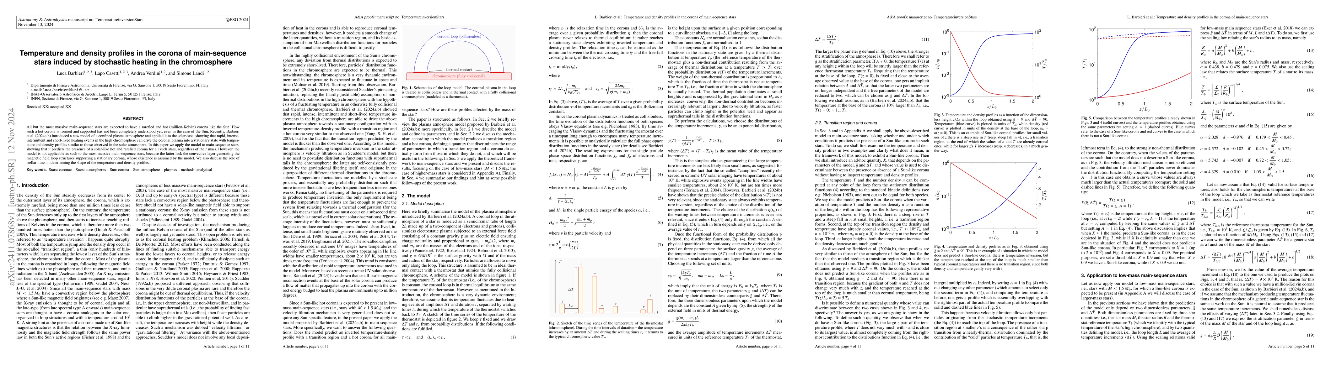 Thumbnail for Temperature and density profiles in the corona of main-sequence stars
  induced by stochastic heating in the chromosphere