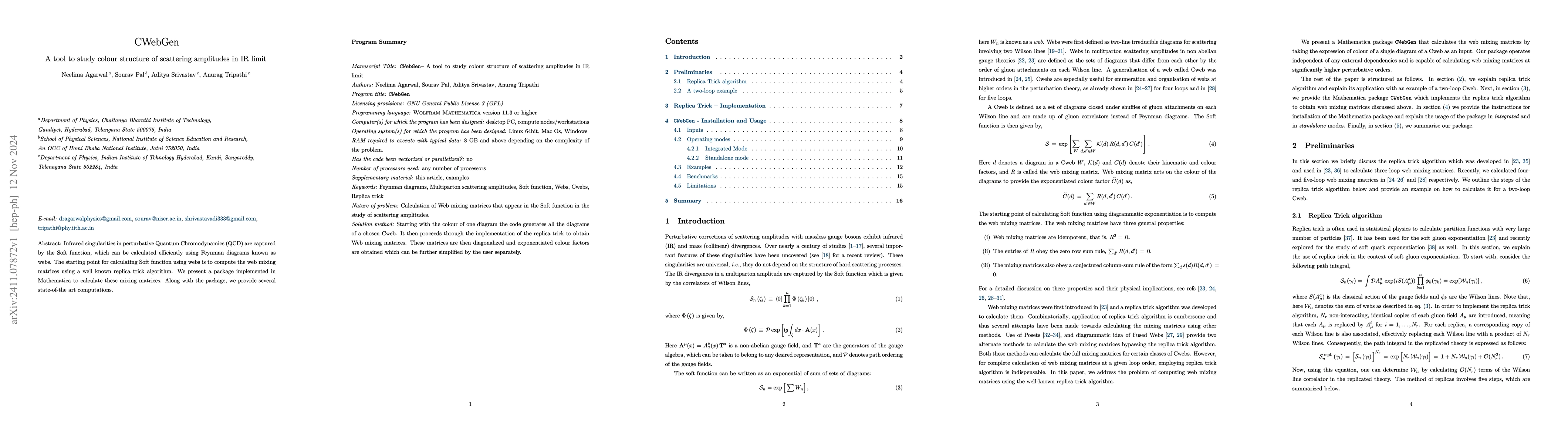 Thumbnail for CWebGen -- A tool to study colour structure of scattering amplitudes in
  IR limit