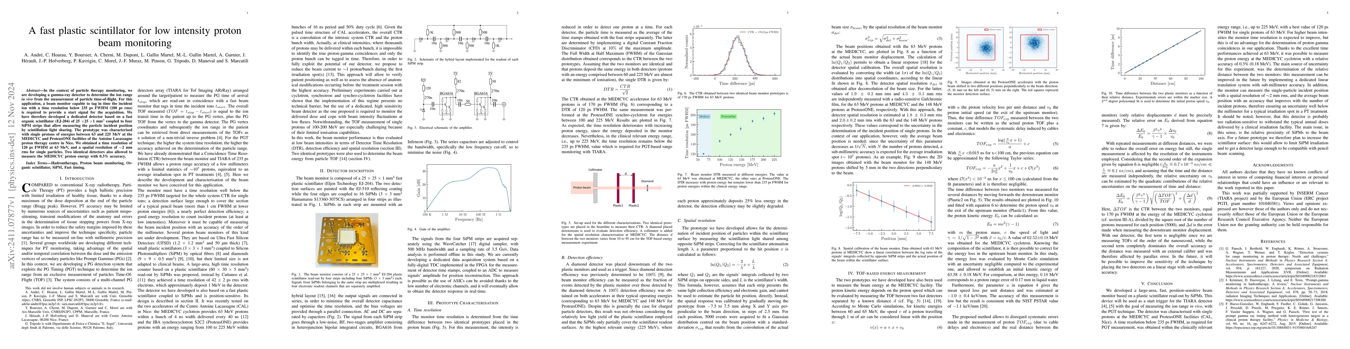 Thumbnail for A fast plastic scintillator for low intensity proton beam monitoring
