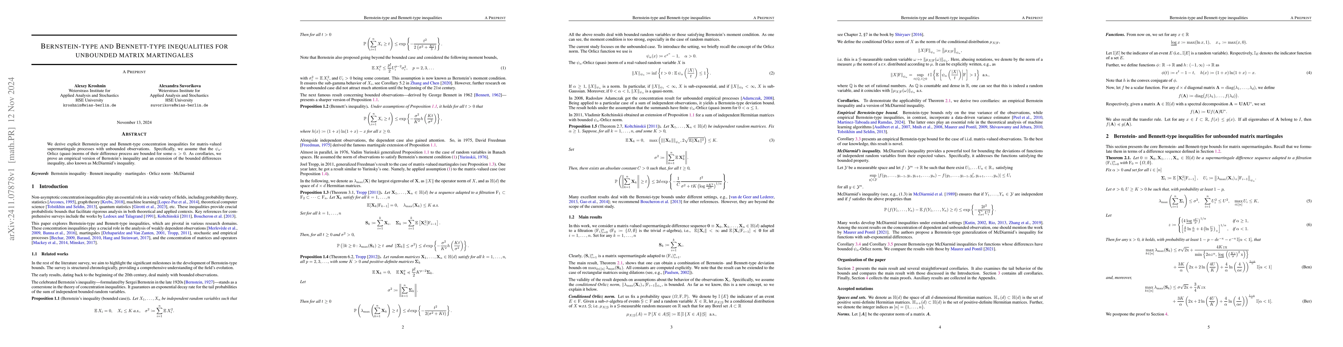 Thumbnail for Bernstein-type and Bennett-type inequalities for unbounded matrix
  martingales