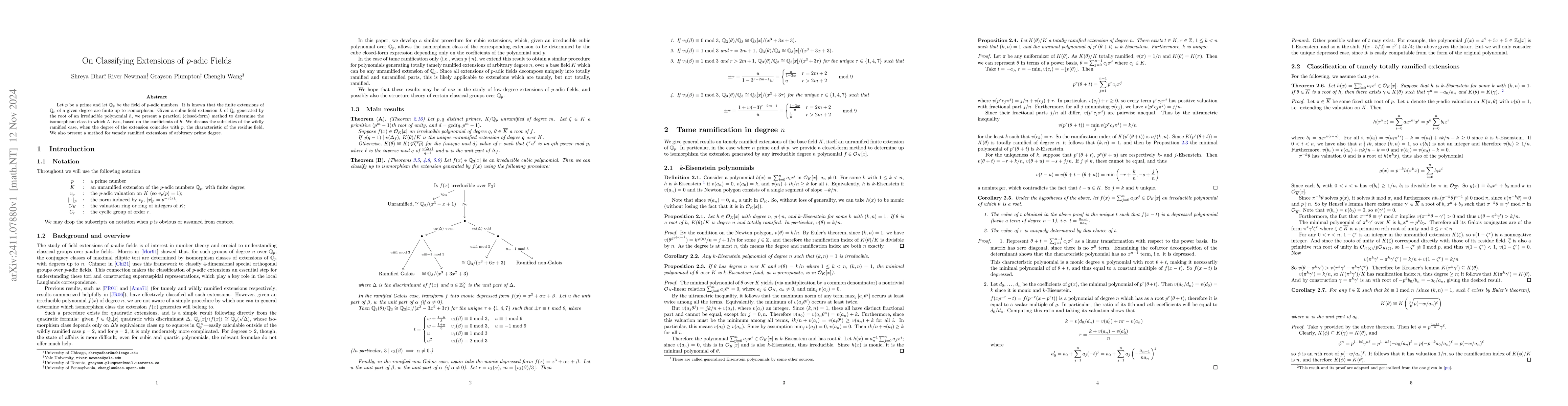 Thumbnail for On Classifying Extensions of $p$-adic Fields