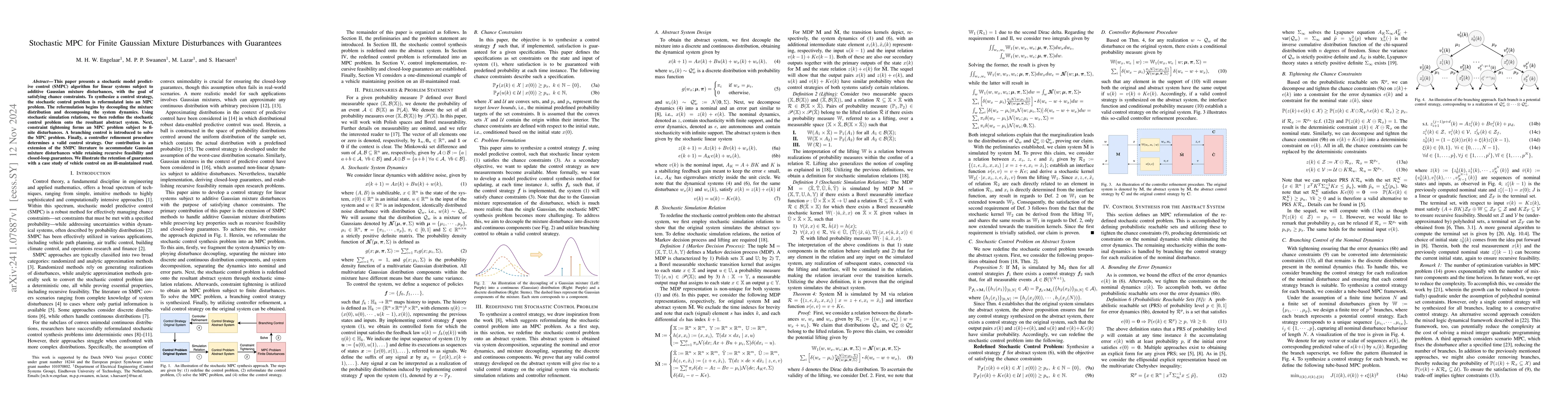 Thumbnail for Stochastic MPC for Finite Gaussian Mixture Disturbances with Guarantees