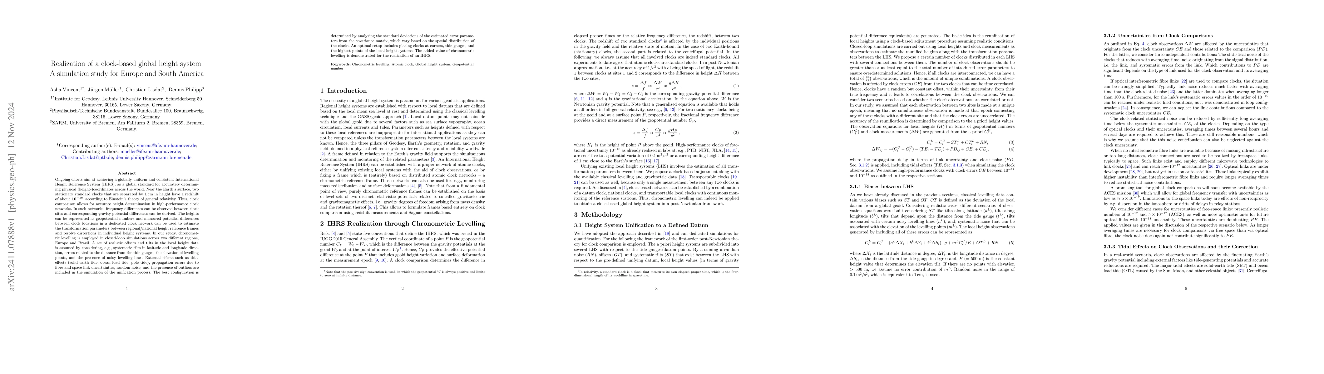 Thumbnail for Realization of a clock-based global height system: A simulation study
  for Europe and South America
