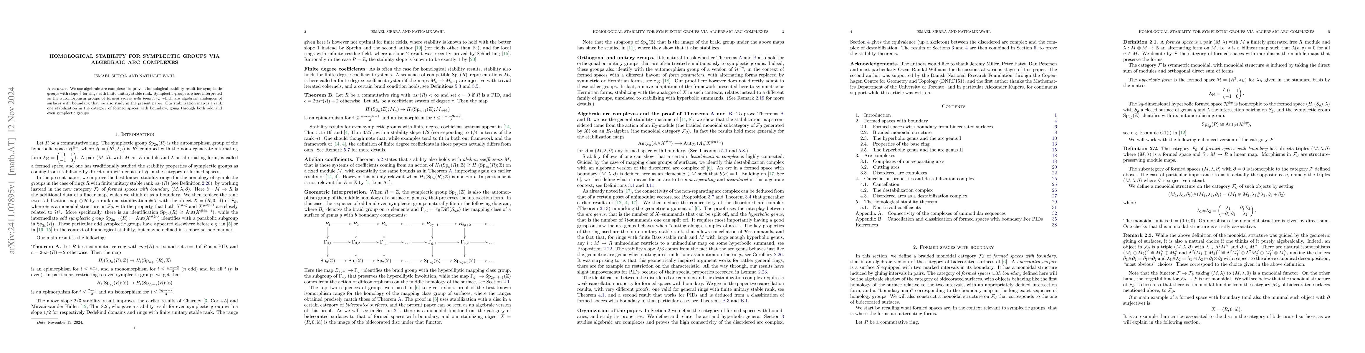 Thumbnail for Homological stability for symplectic groups via algebraic arc complexes
