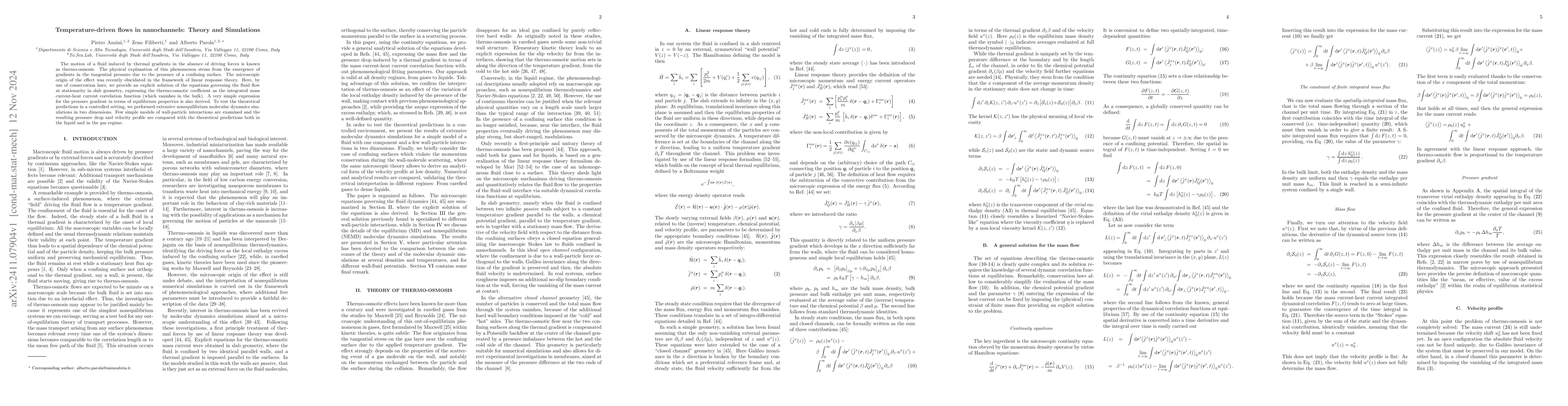 Thumbnail for Temperature-driven flows in nanochannels: Theory and Simulations