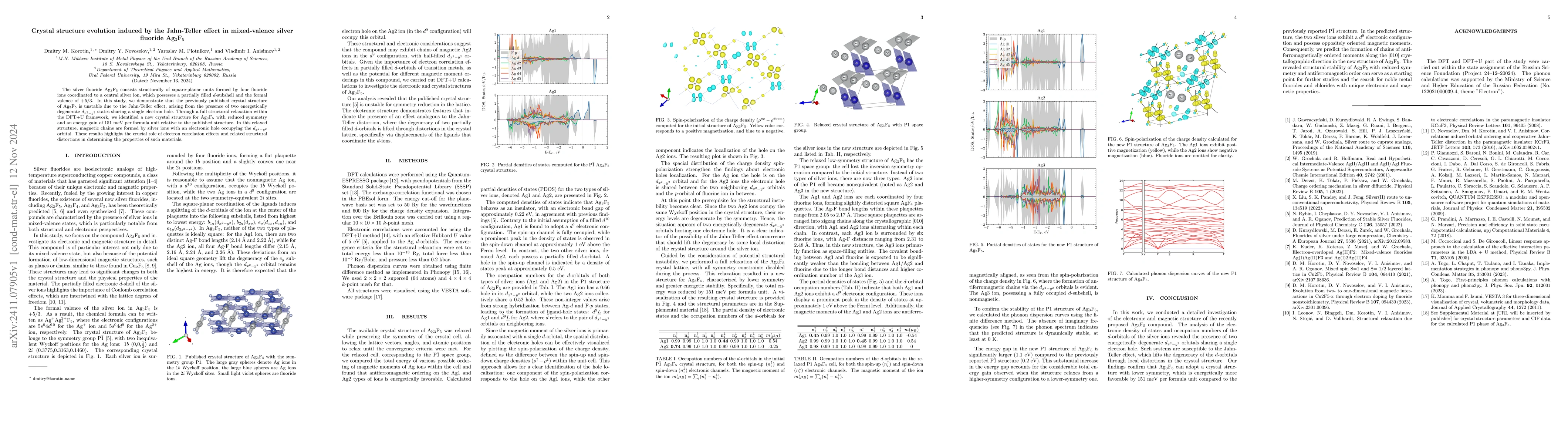 Thumbnail for Crystal structure evolution induced by the Jahn-Teller effect in
  mixed-valence silver fluoride Ag$_3$F$_5$