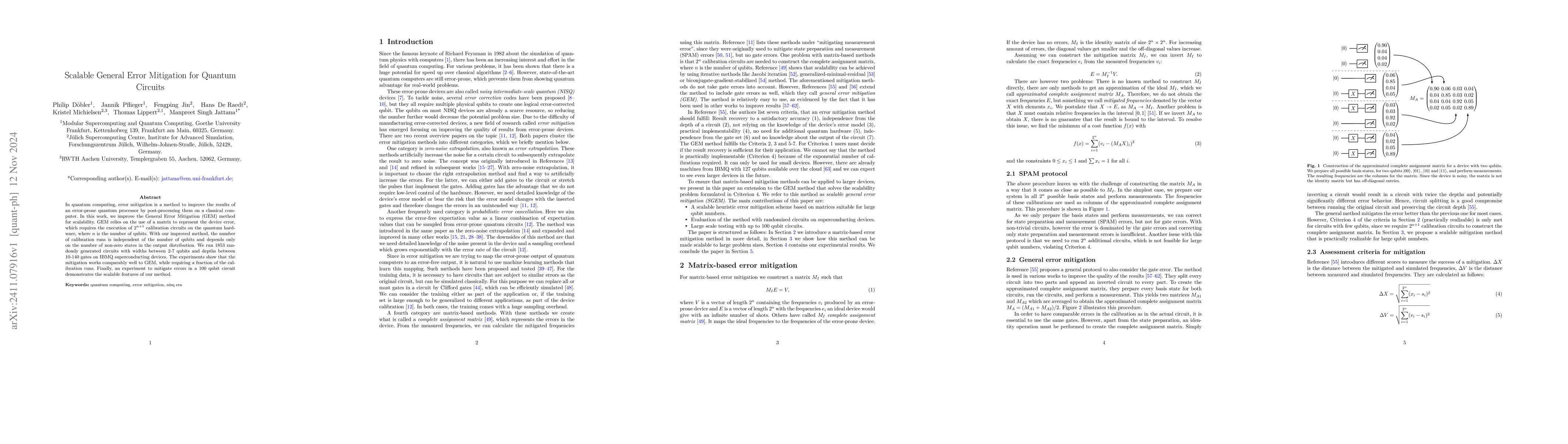 Thumbnail for Scalable General Error Mitigation for Quantum Circuits