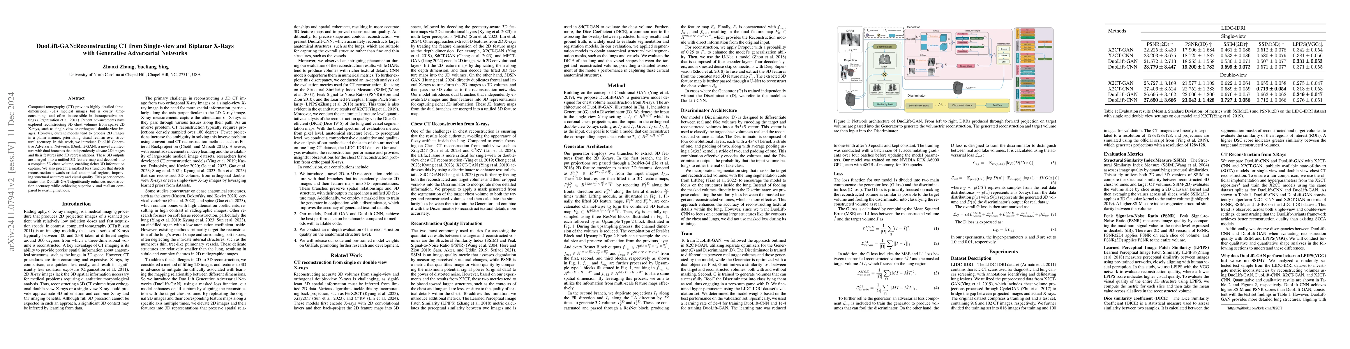 Thumbnail for DuoLift-GAN:Reconstructing CT from Single-view and Biplanar X-Rays with
  Generative Adversarial Networks