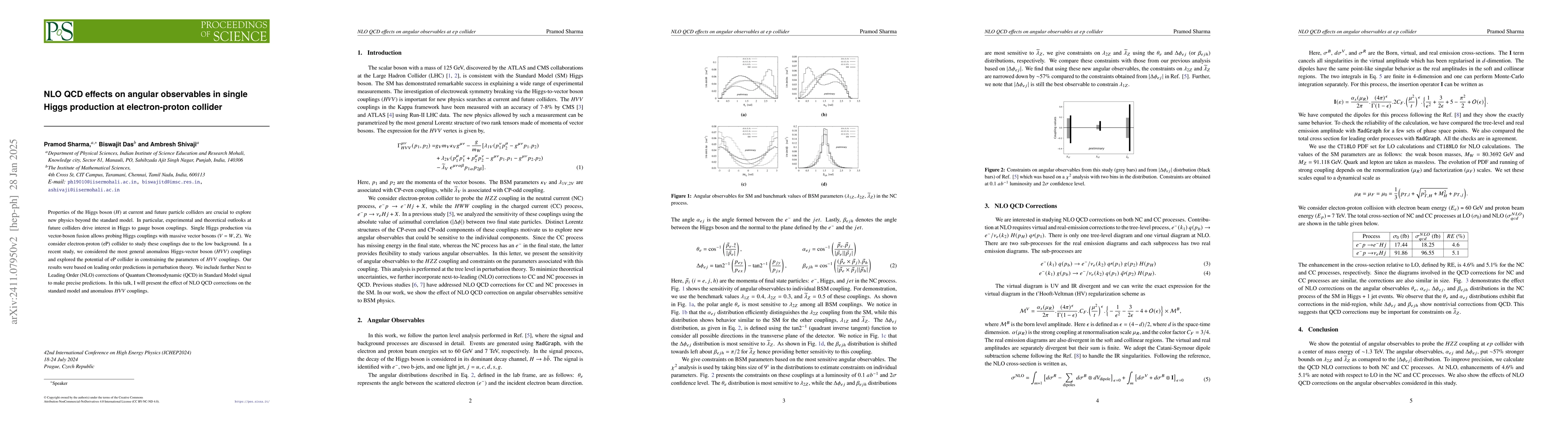 Thumbnail for NLO QCD effects on angular observables in single Higgs production at
  electron-proton collider