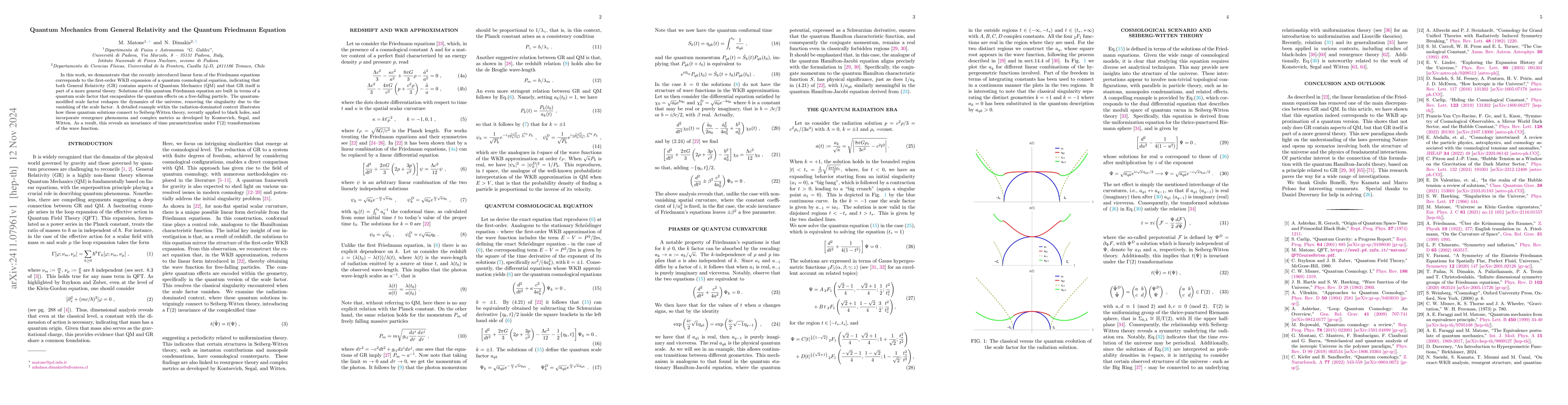 Thumbnail for Quantum Mechanics from General Relativity and the Quantum Friedmann
  Equation