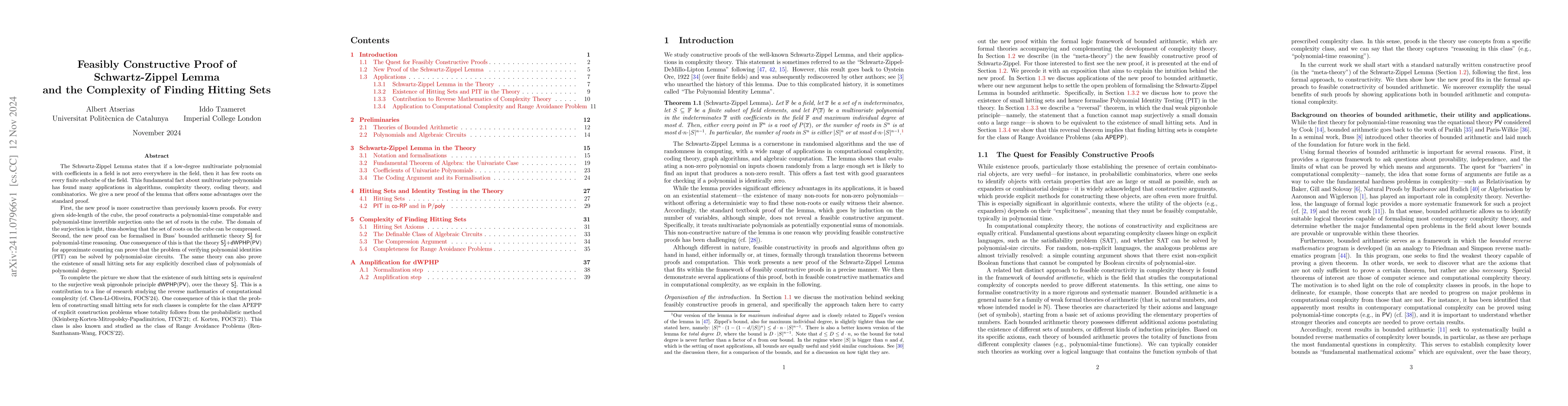 Thumbnail for Feasibly Constructive Proof of Schwartz-Zippel Lemma and the Complexity
  of Finding Hitting Sets