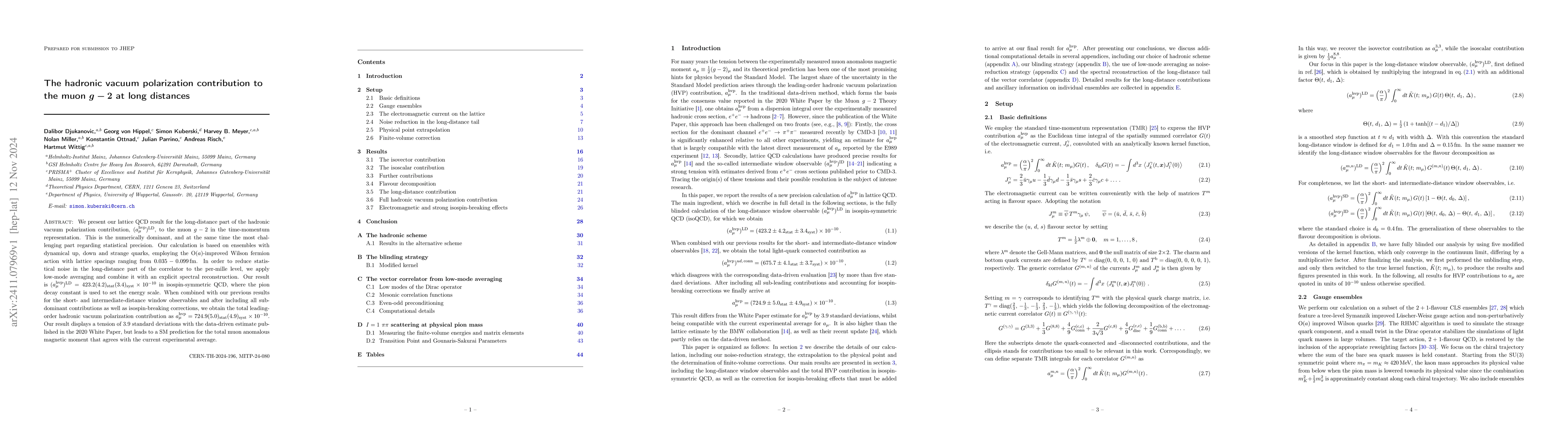 Thumbnail for The hadronic vacuum polarization contribution to the muon $g-2$ at long
  distances