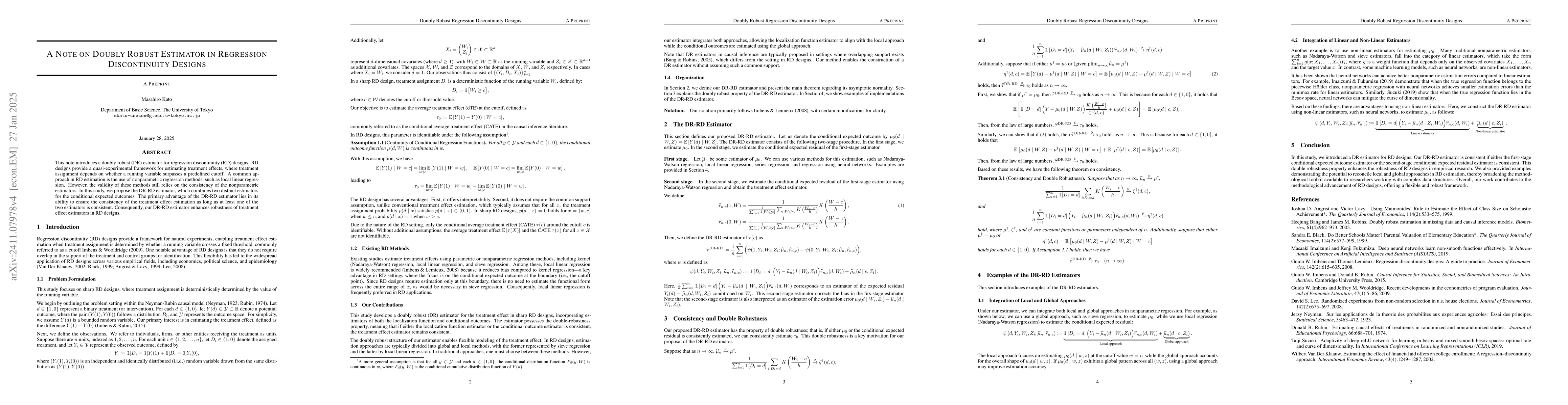 Thumbnail for Doubly Robust Regression Discontinuity Designs
