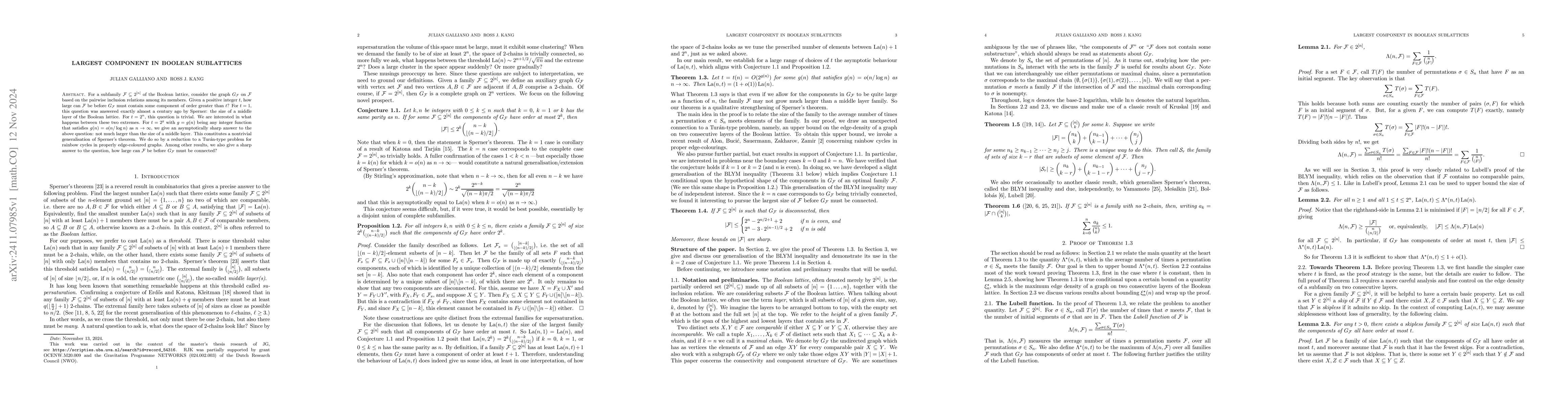 Thumbnail for Largest component in Boolean sublattices