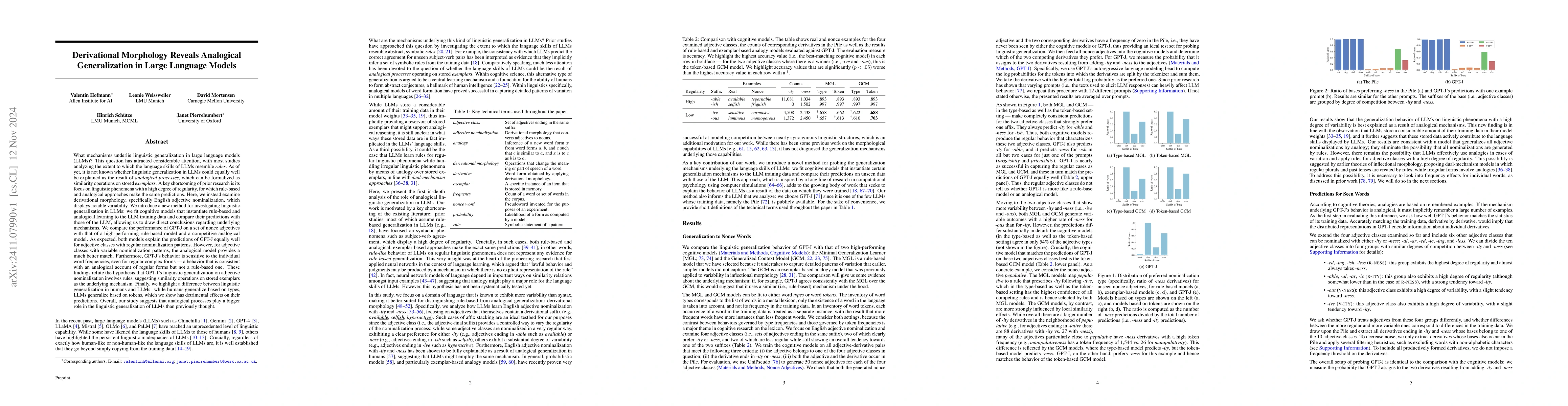 Thumbnail for Derivational Morphology Reveals Analogical Generalization in Large
  Language Models