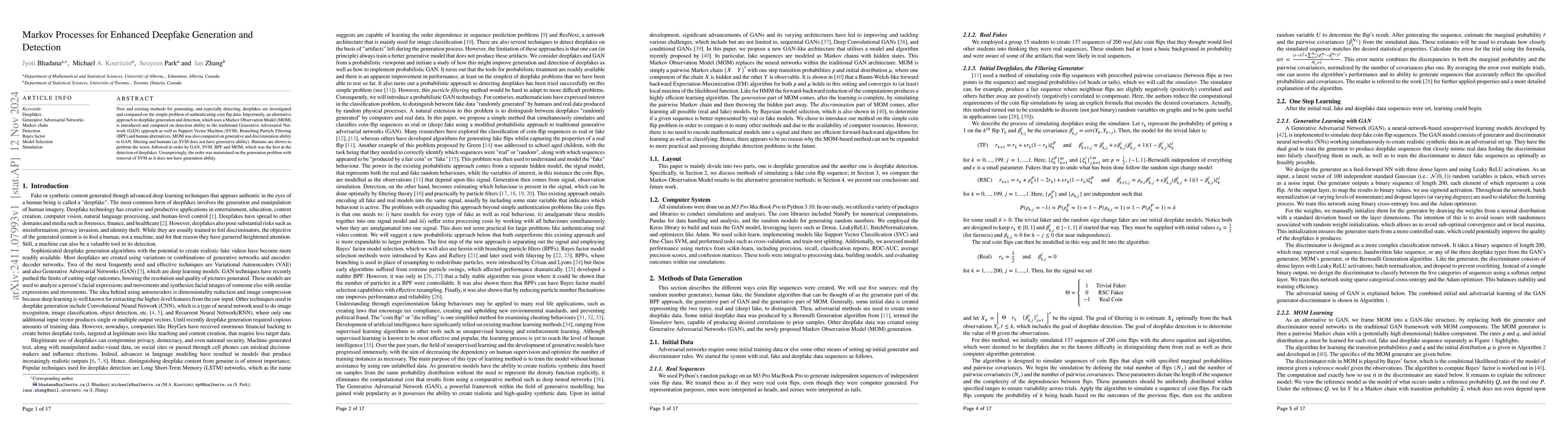 Thumbnail for Markov Processes for Enhanced Deepfake Generation and Detection