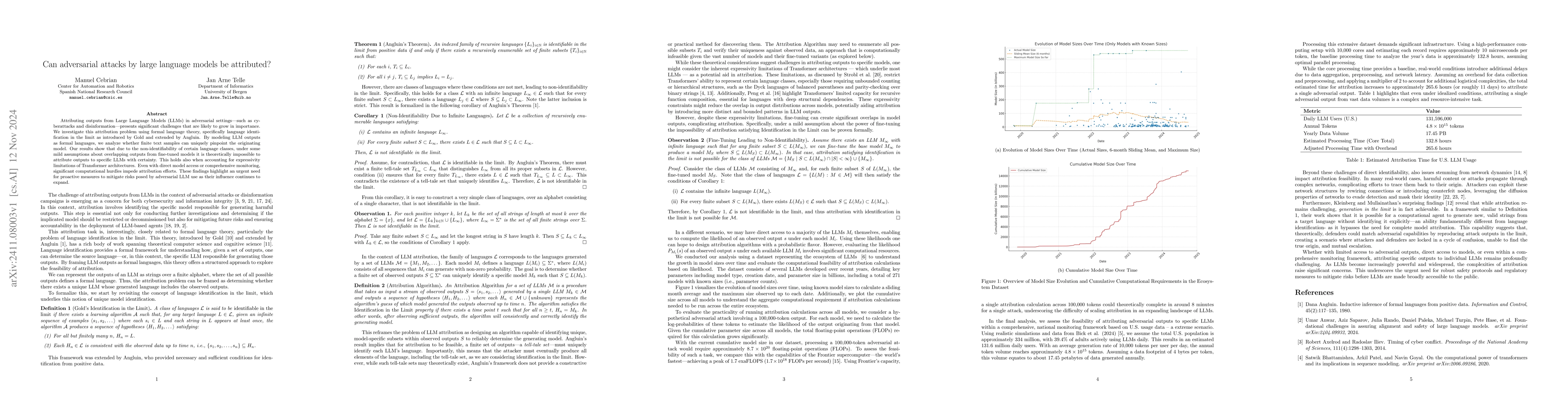 Thumbnail for Can adversarial attacks by large language models be attributed?