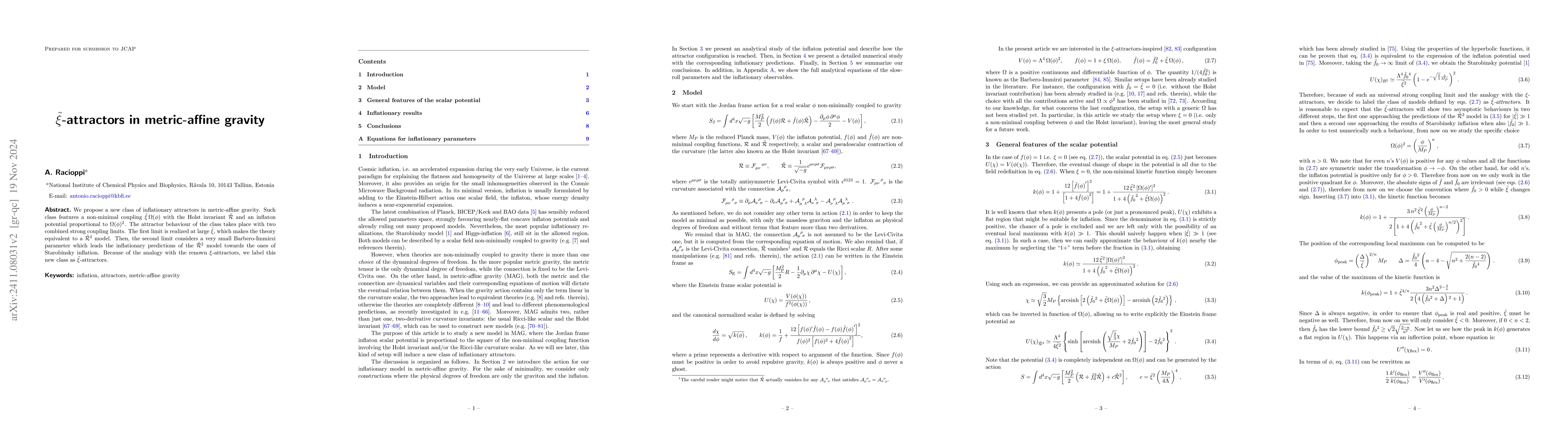 Thumbnail for $\tildeξ$-attractors in metric-affine gravity