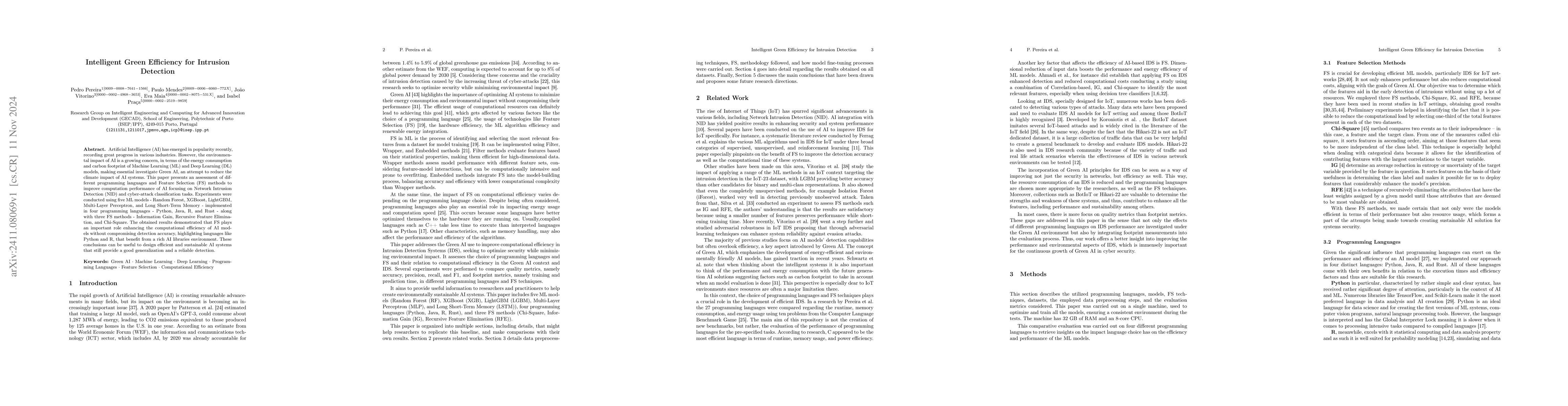 Thumbnail for Intelligent Green Efficiency for Intrusion Detection