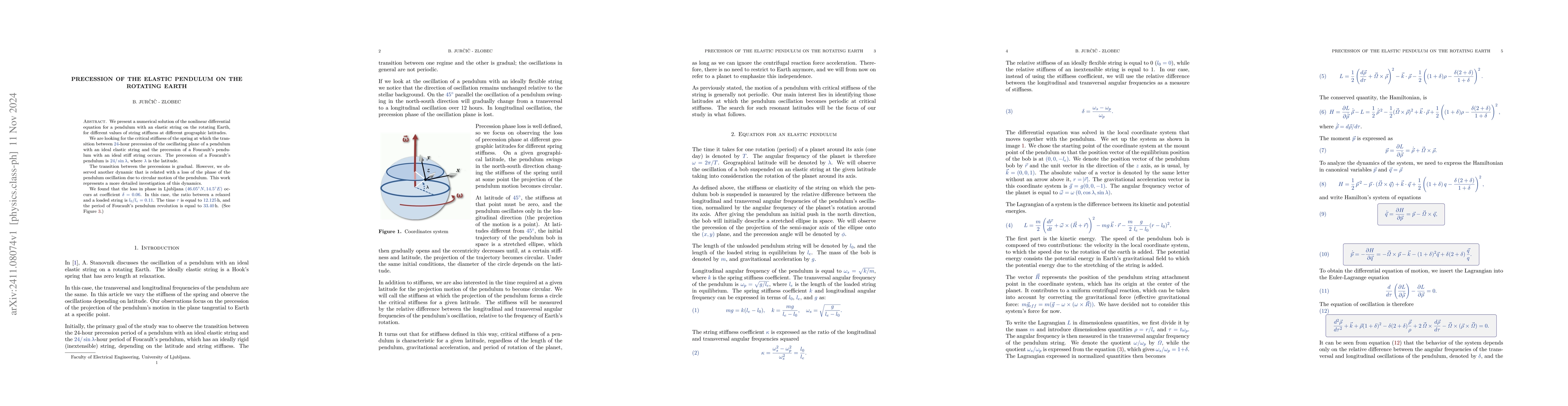 Thumbnail for Precession of the elastic pendulum on the rotating Earth