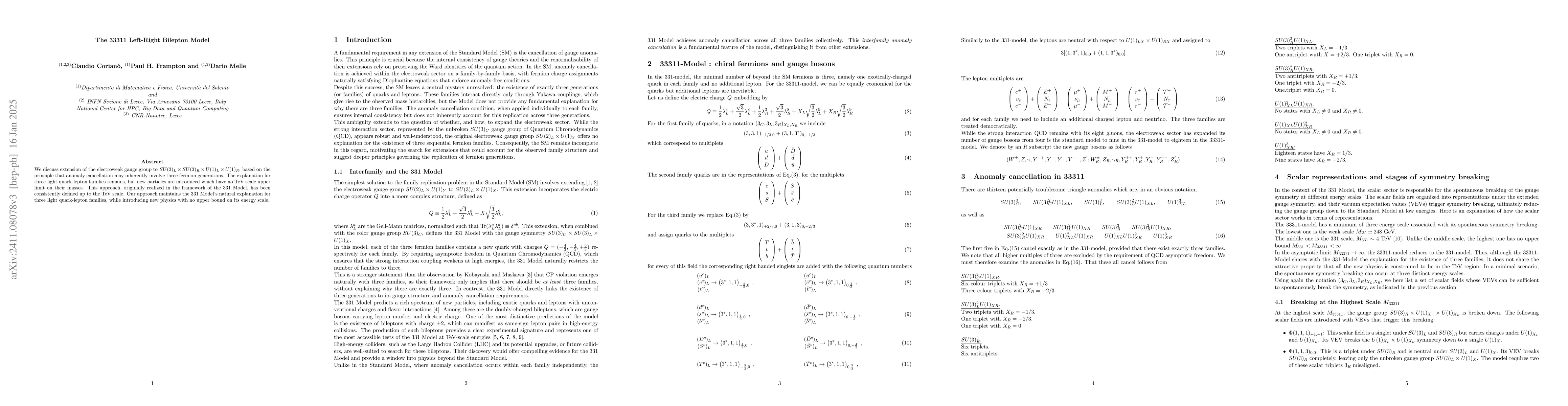 Thumbnail for The 33311 Left-Right Bilepton Model