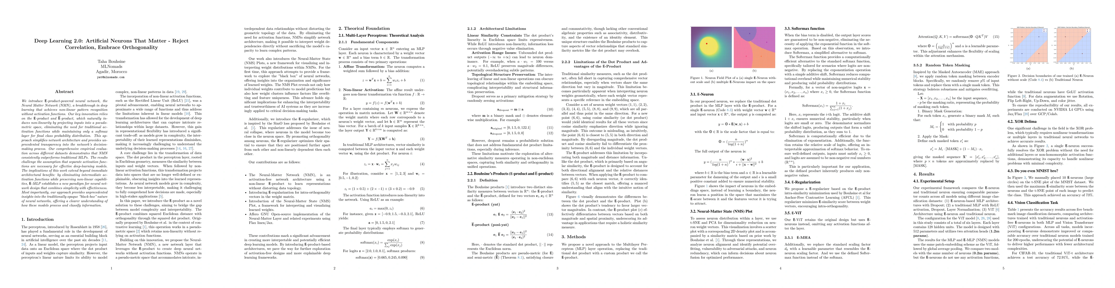 Thumbnail for Deep Learning 2.0: Artificial Neurons That Matter -- Reject Correlation,
  Embrace Orthogonality