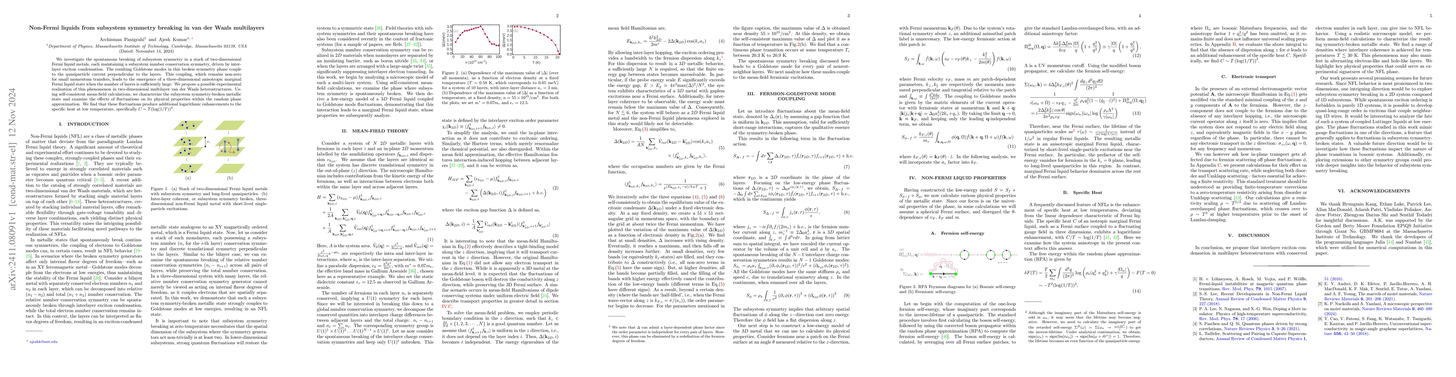 Thumbnail for Non-Fermi liquids from subsystem symmetry breaking in van der Waals
  multilayers