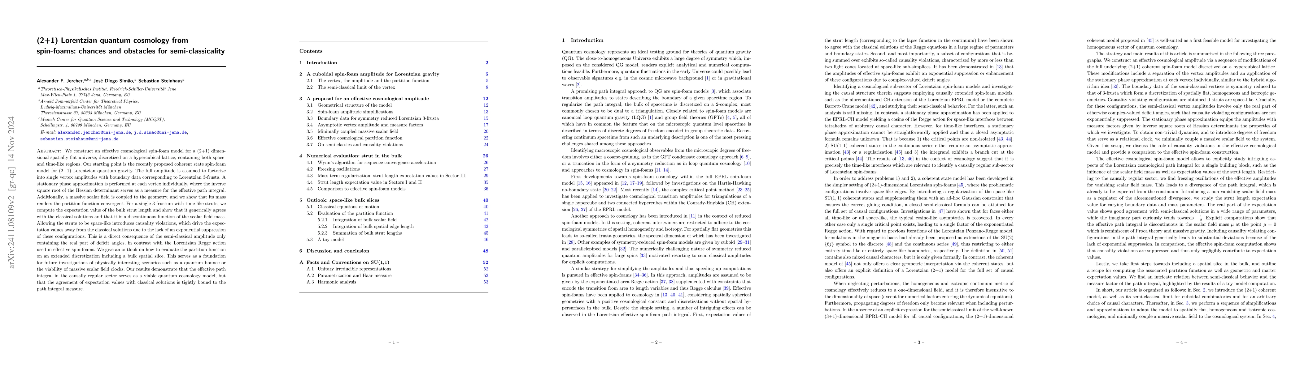 Thumbnail for (2+1) Lorentzian quantum cosmology from spin-foams: chances and
  obstacles for semi-classicality