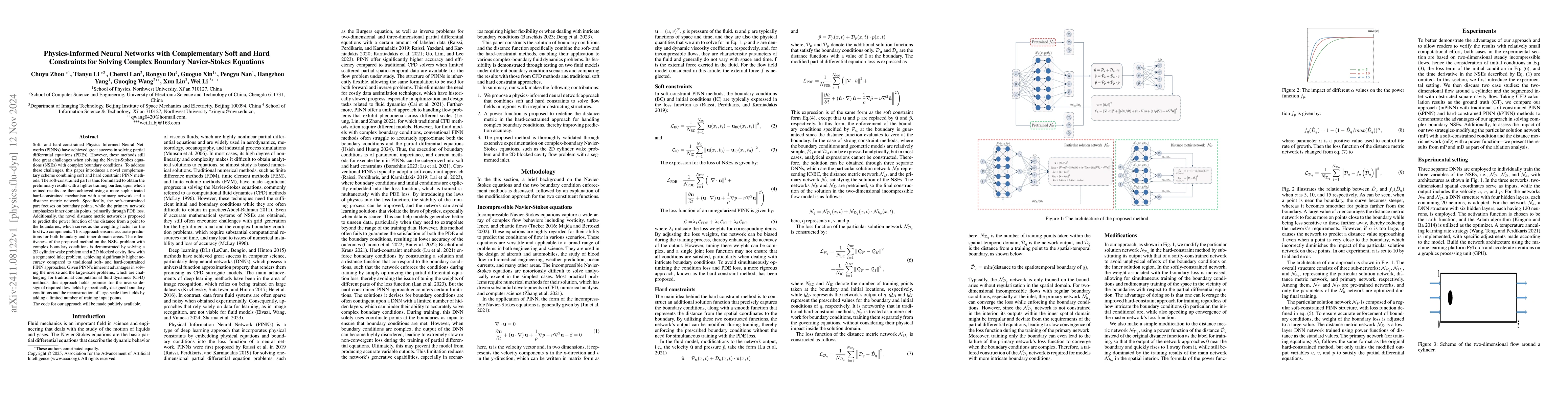 Thumbnail for Physics-Informed Neural Networks with Complementary Soft and Hard
  Constraints for Solving Complex Boundary Navier-Stokes Equations