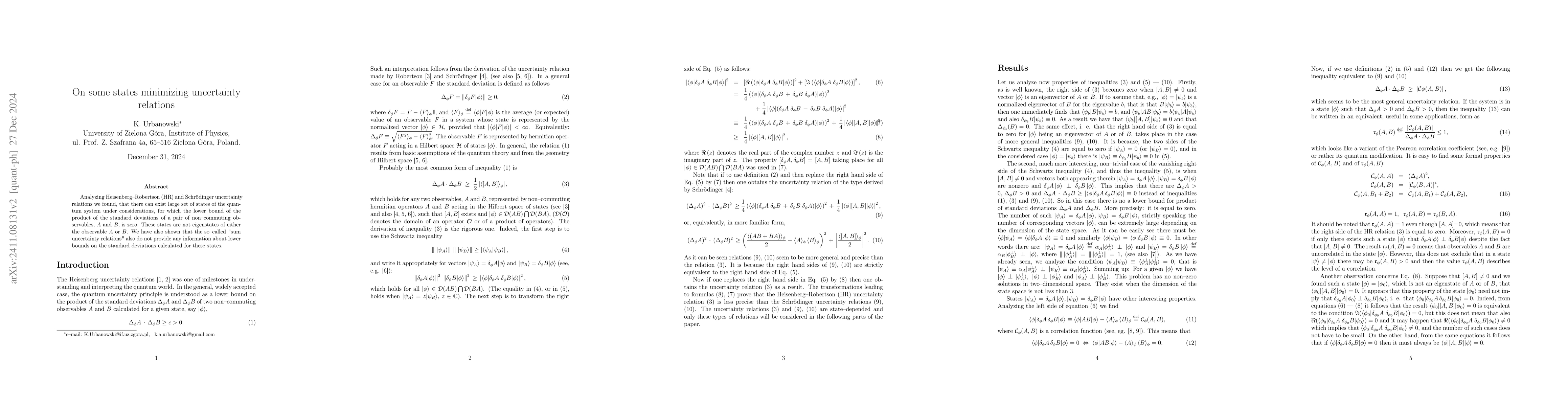 Thumbnail for On some states minimizing uncertainty relations