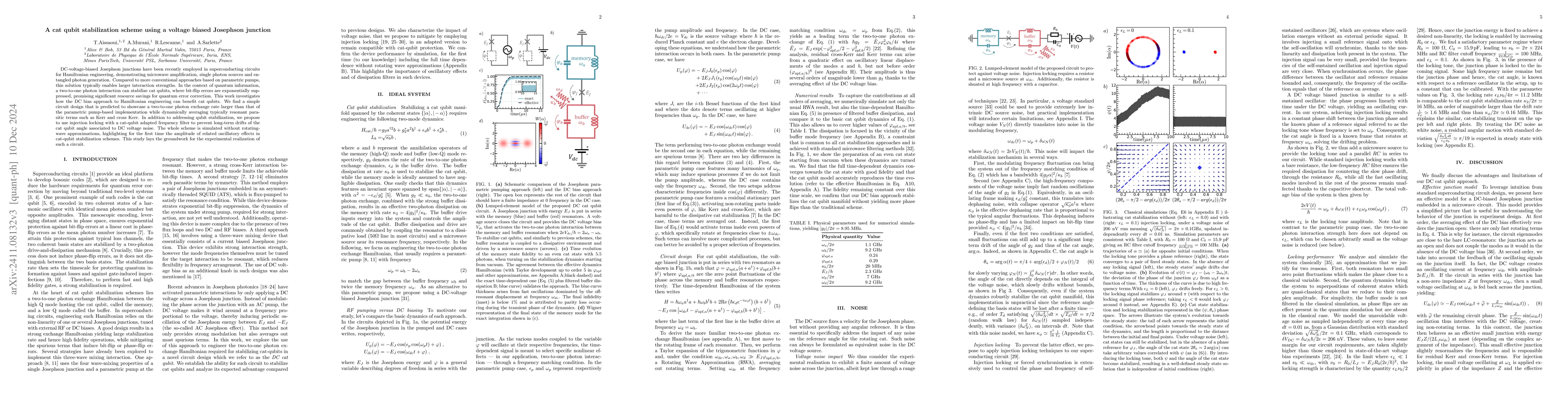 Thumbnail for A cat qubit stabilization scheme using a voltage biased Josephson
  junction