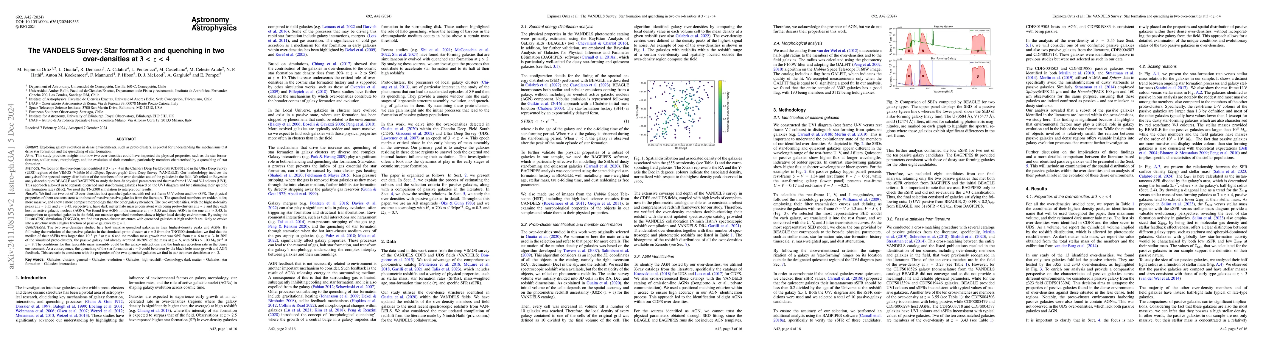 Thumbnail for The VANDELS Survey: Star formation and quenching in two over-densities
  at 3 < z < 4