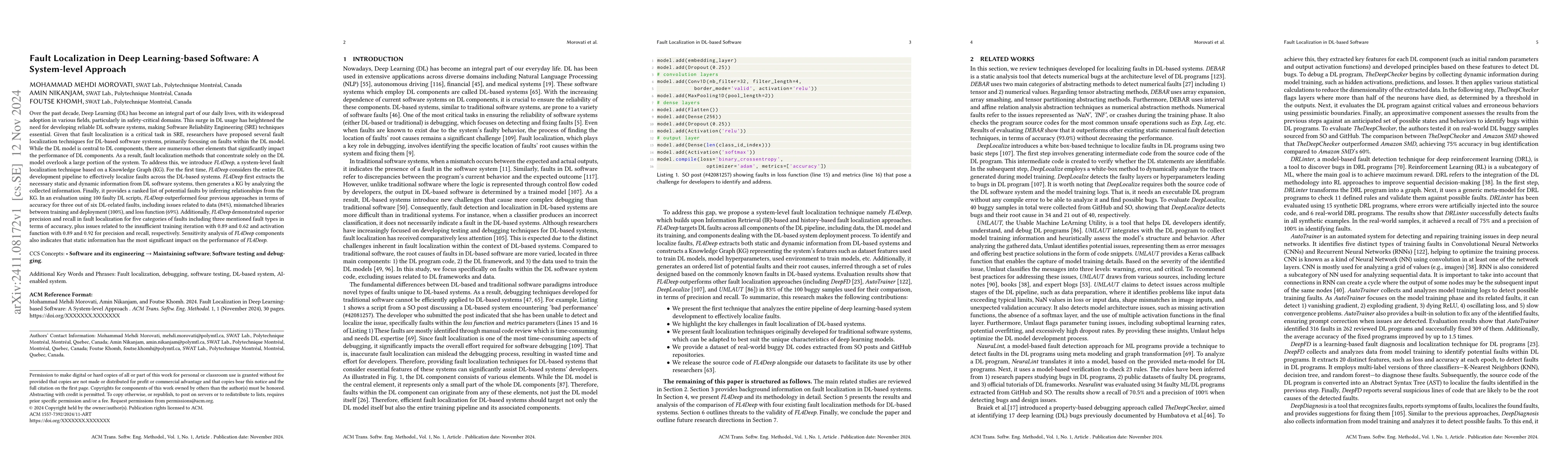 Thumbnail for Fault Localization in Deep Learning-based Software: A System-level
  Approach