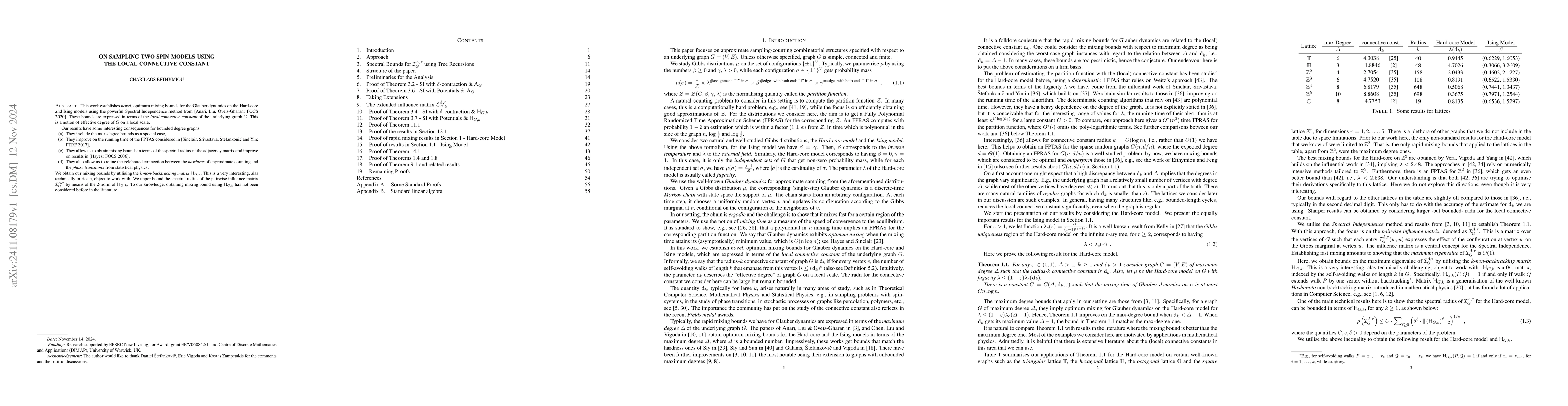 Thumbnail for On sampling two spin models using the local connective constant