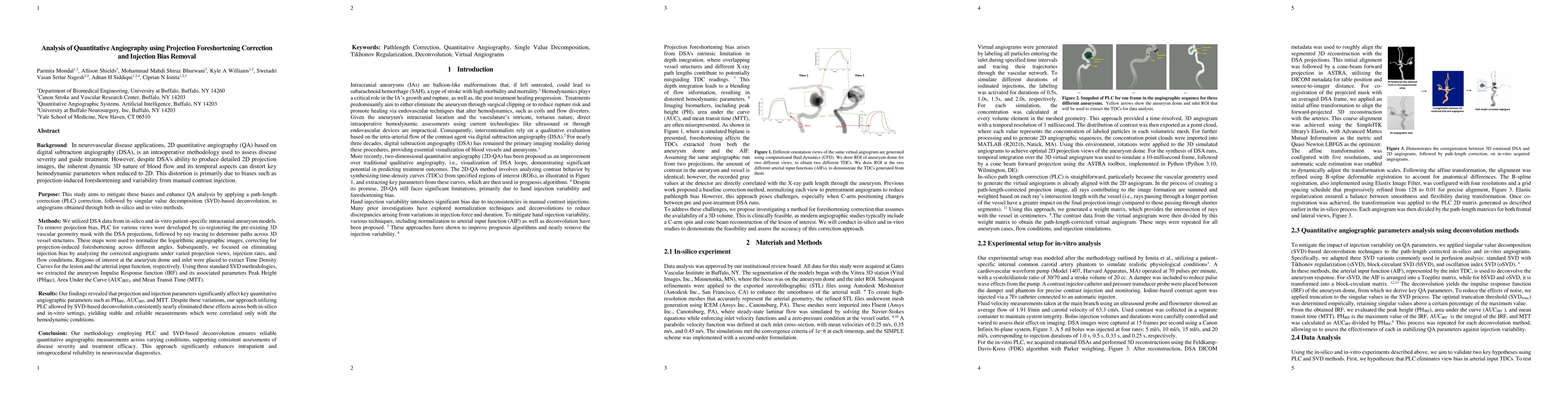 Thumbnail for Analysis of Quantitative Angiography using Projection Foreshortening
  Correction and Injection Bias Removal