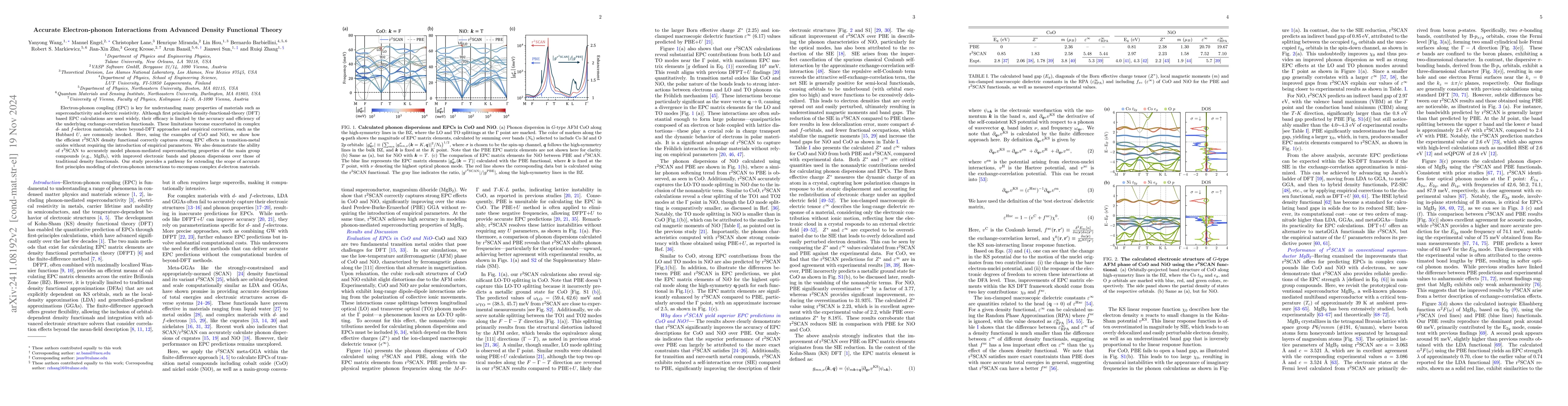 Thumbnail for Accurate Electron-phonon Interactions from Advanced Density Functional
  Theory