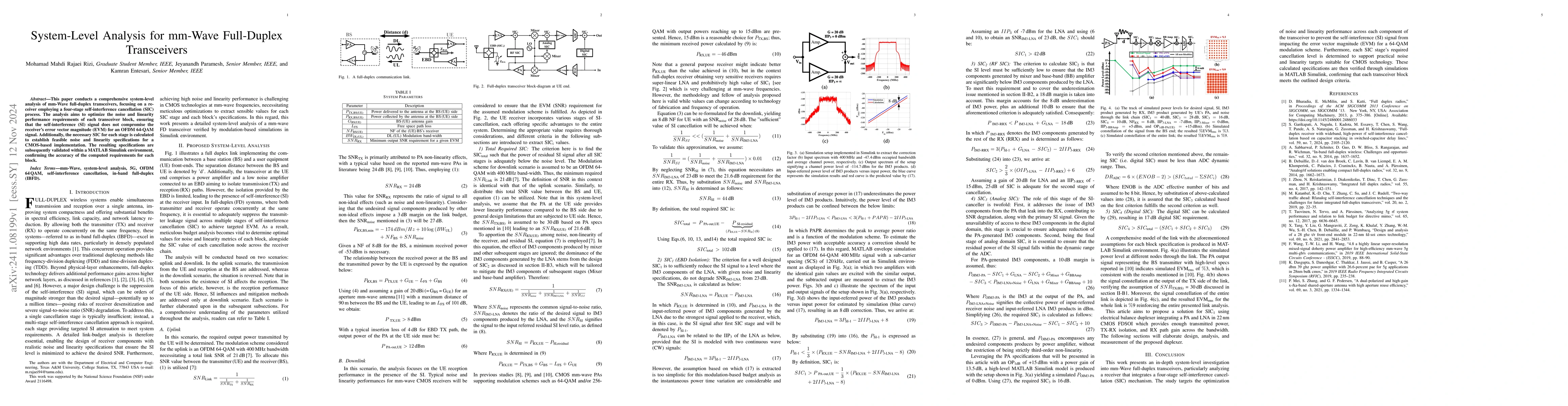 Thumbnail for System-Level Analysis for mm-Wave Full-Duplex Transceivers