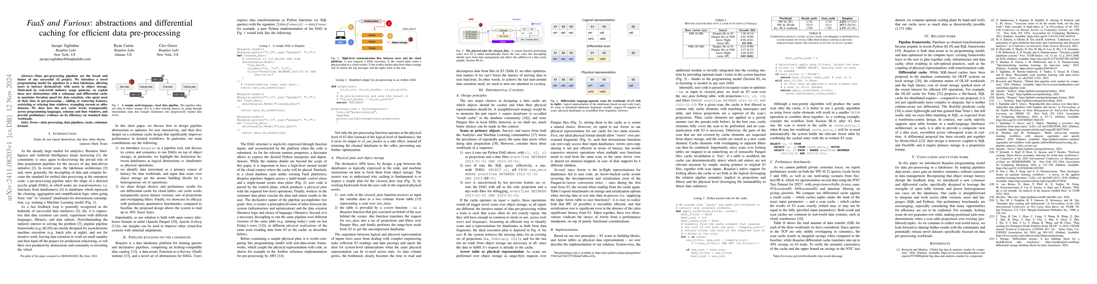 Thumbnail for FaaS and Furious: abstractions and differential caching for efficient
  data pre-processing