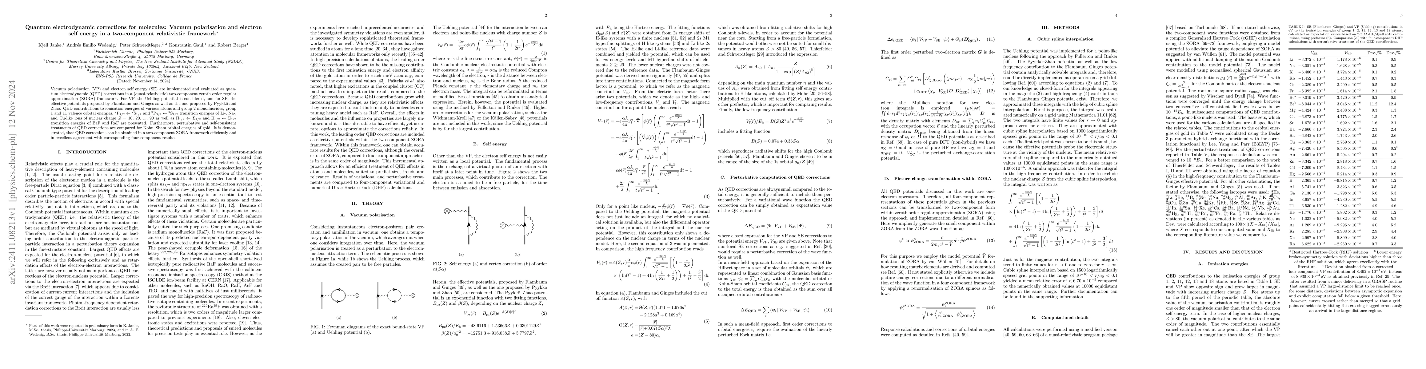 Thumbnail for Quantum electrodynamic corrections for molecules: Vacuum polarisation
  and electron self energy in a two-component relativistic framework