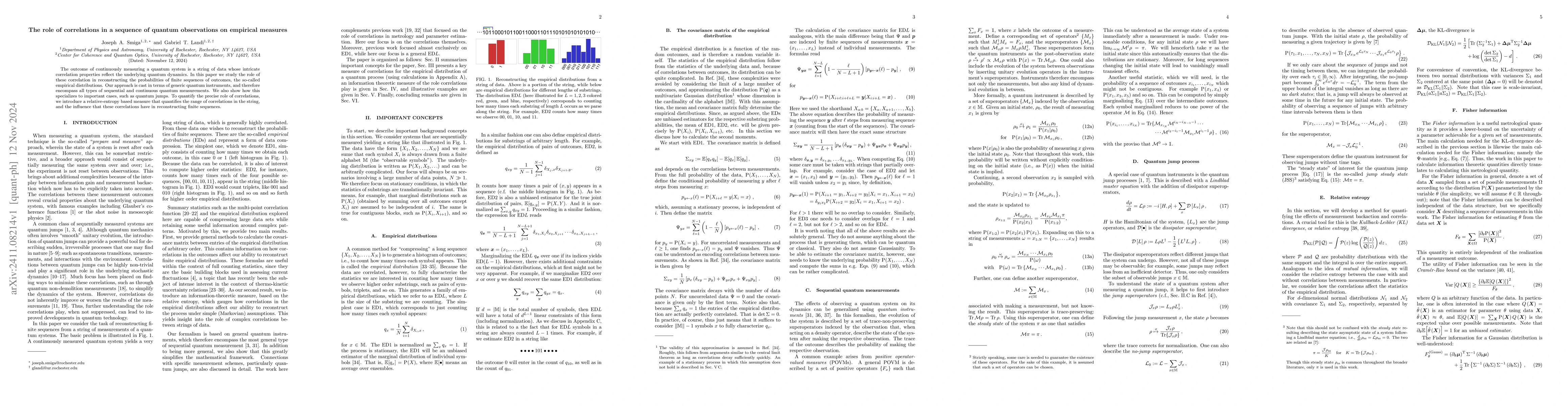 Thumbnail for The role of correlations in a sequence of quantum observations on
  empirical measures