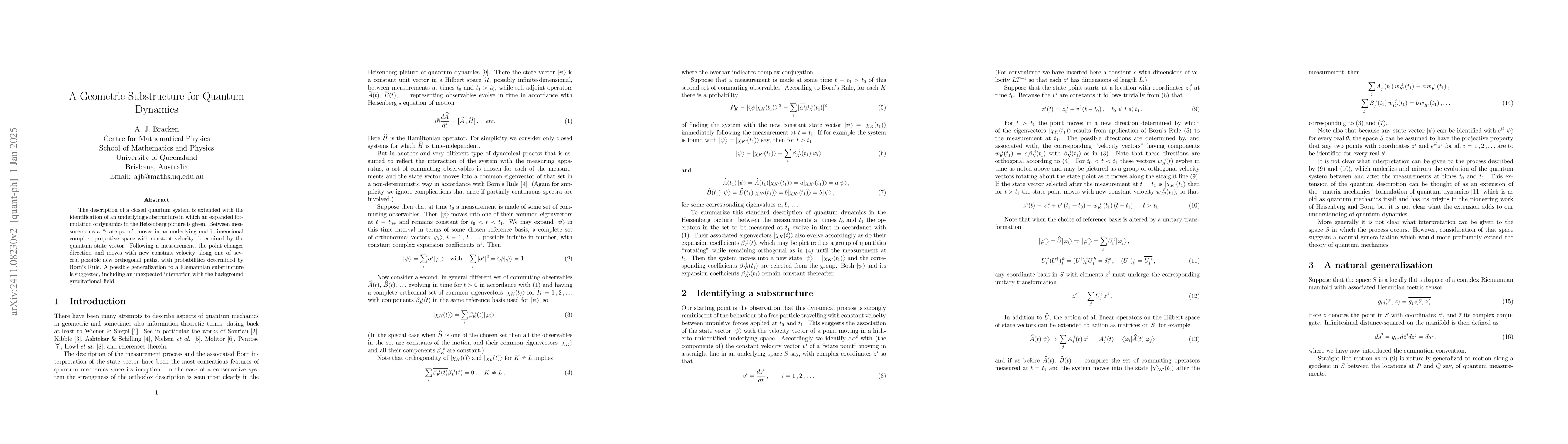 Thumbnail for A Geometric Substructure for Quantum Dynamics